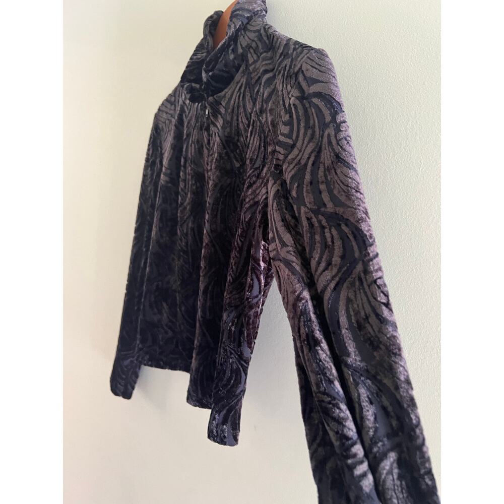 Hanky Panky Zip-up Shacket Sheer Purple Abstract Velvet Design Size Medium JL - Picture 4 of 9